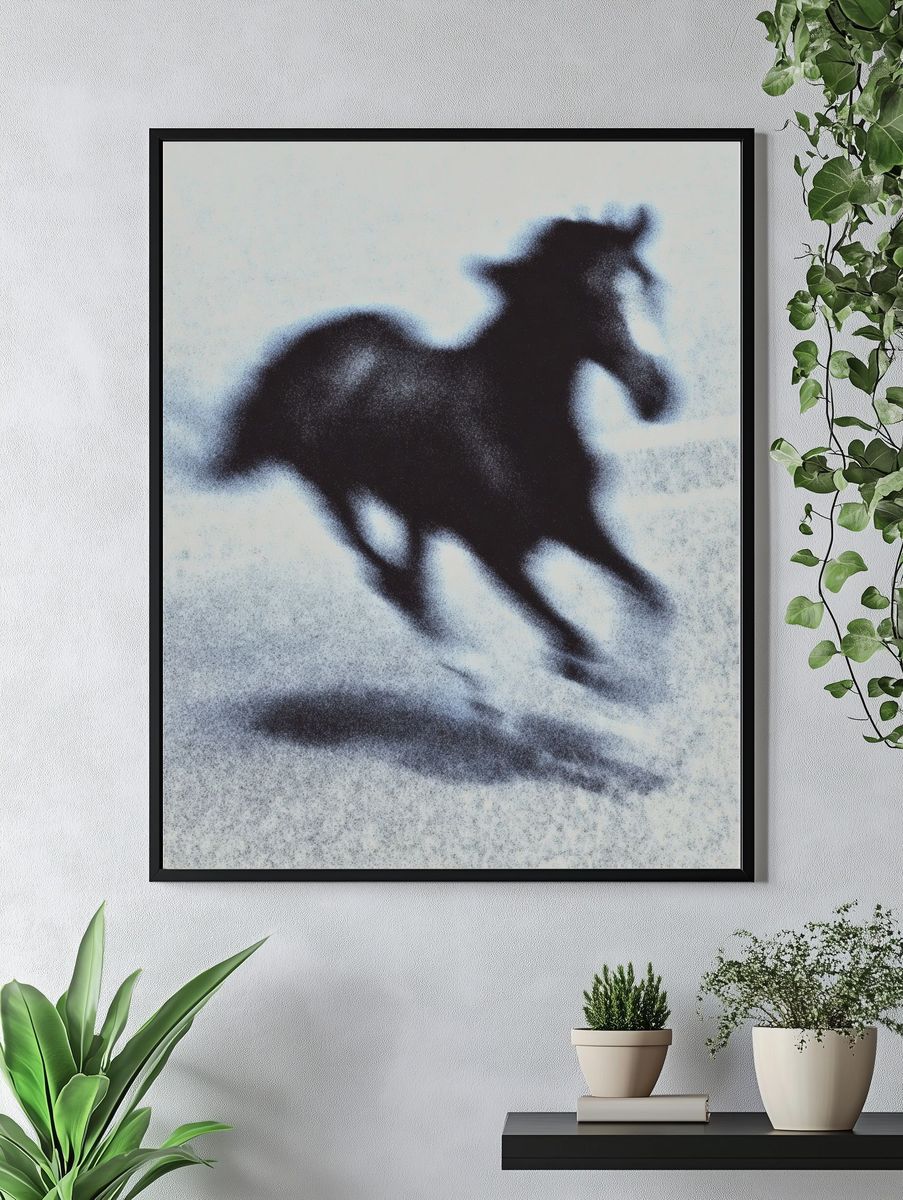 Galloping Horse Silhouette Print. — room view 4