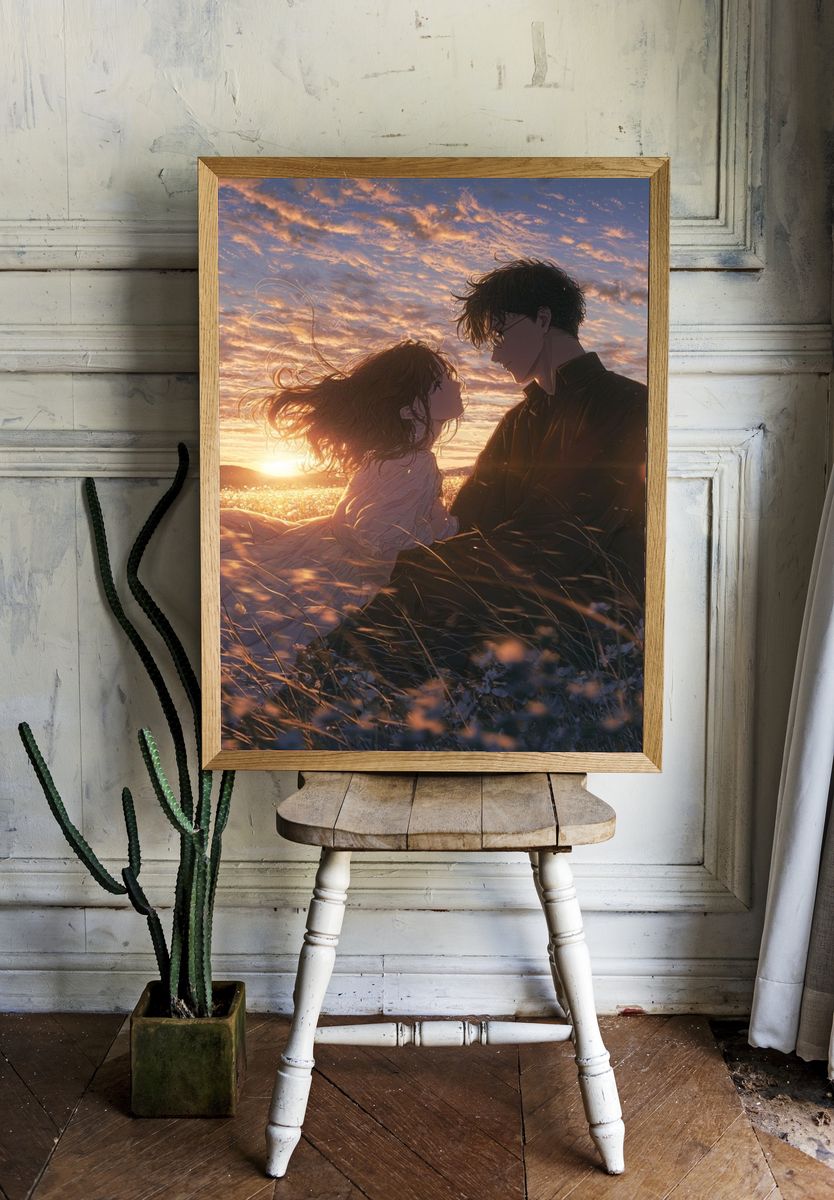 Sunset Lovers Anime Print. — room view 1