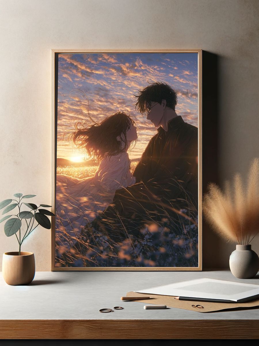Sunset Lovers Anime Print. — room view 2