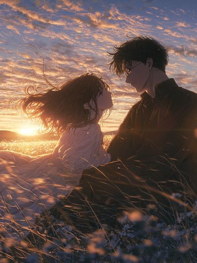 Sunset Lovers Anime Print. poster