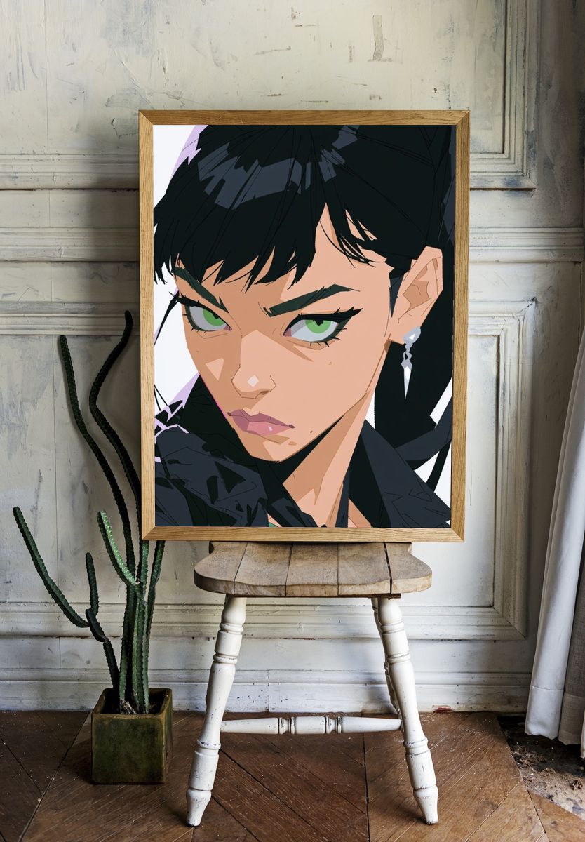 Anime Portrait Digital Art Poster. — room view 1