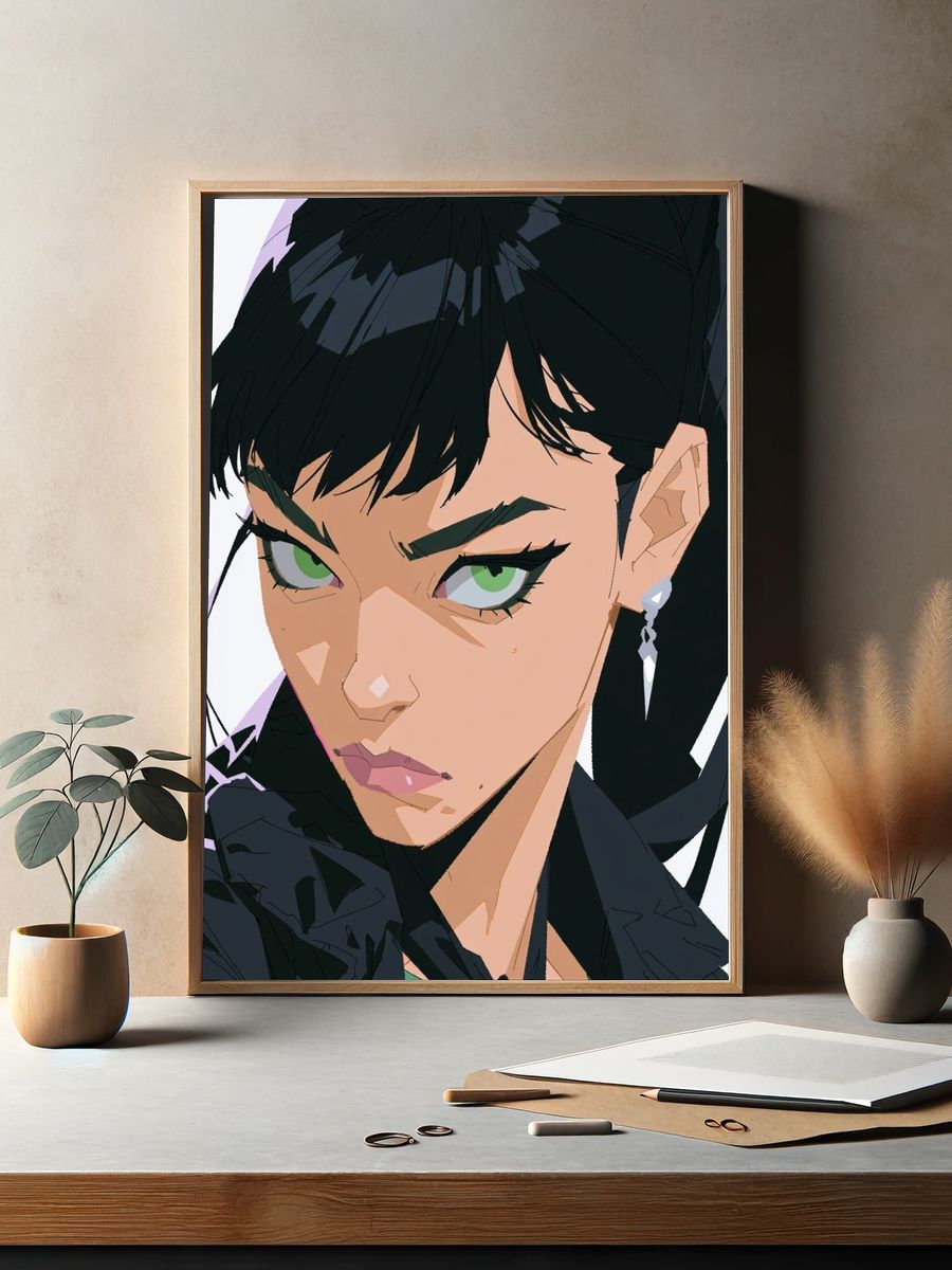 Anime Portrait Digital Art Poster. — room view 2