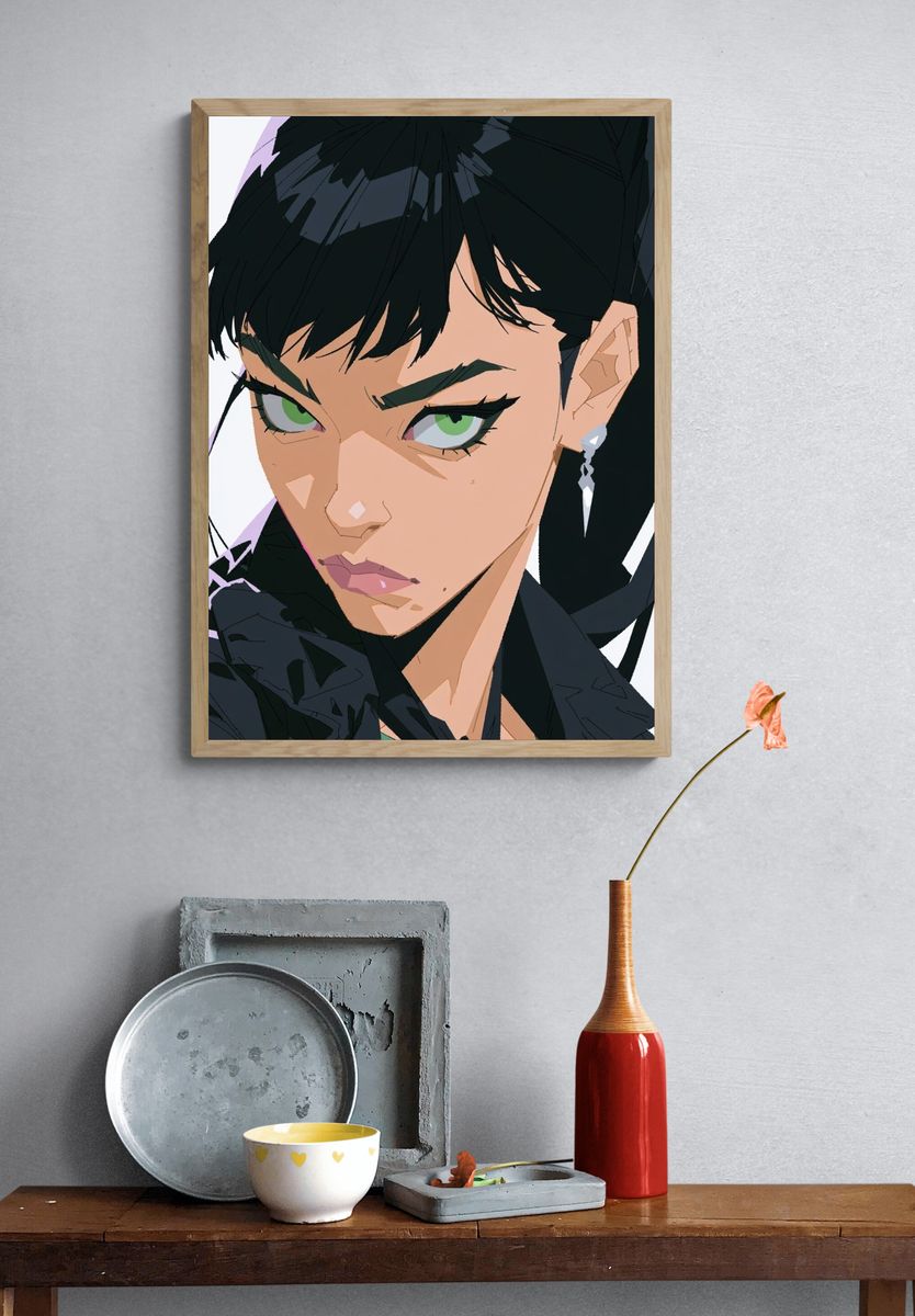 Anime Portrait Digital Art Poster. — room view 3