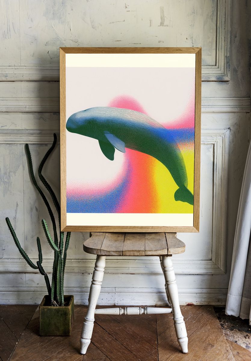 Whale Pop Art Poster. — room view 1