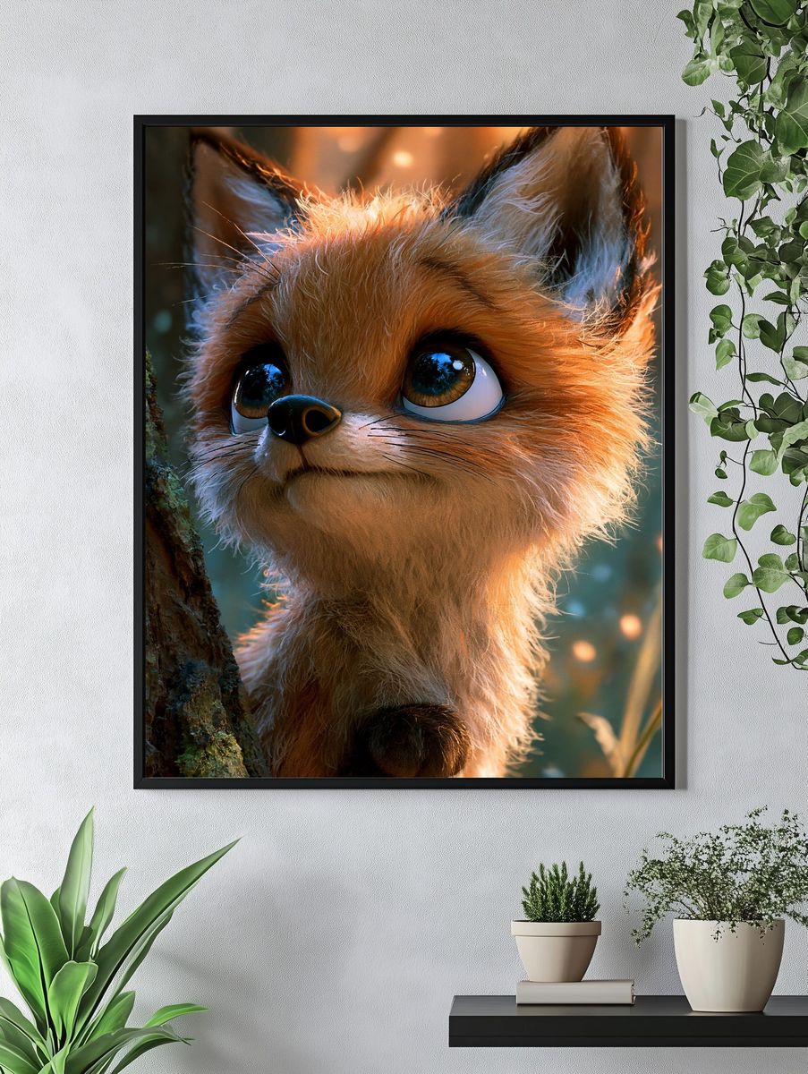 Curious Fox Portrait Print. — room view 4