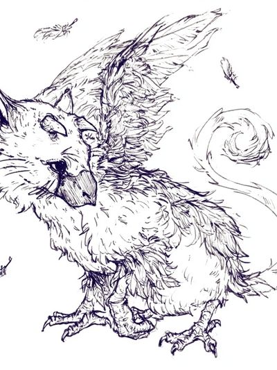 Winged Cat Sketch Poster.
