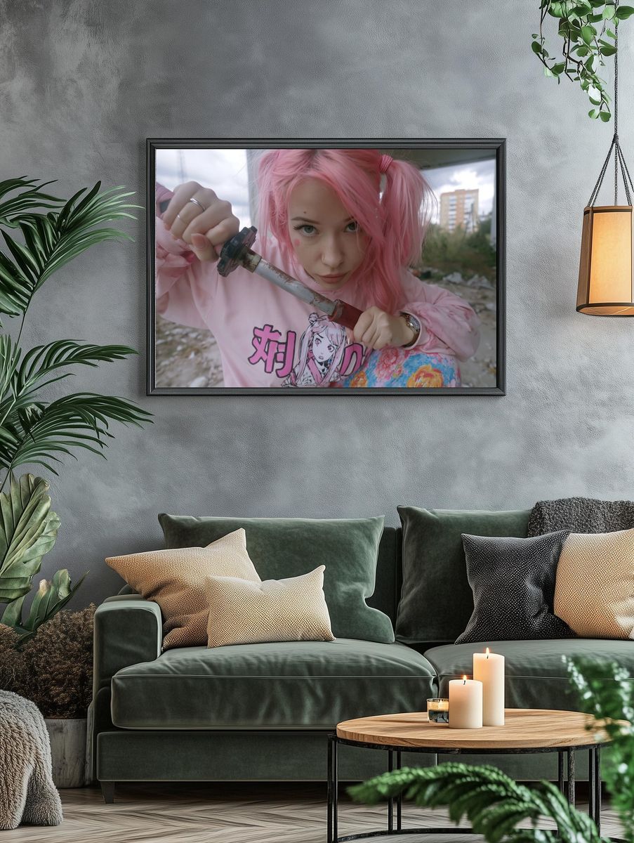 Pink Hair Cosplay Portrait Print. — room view 4