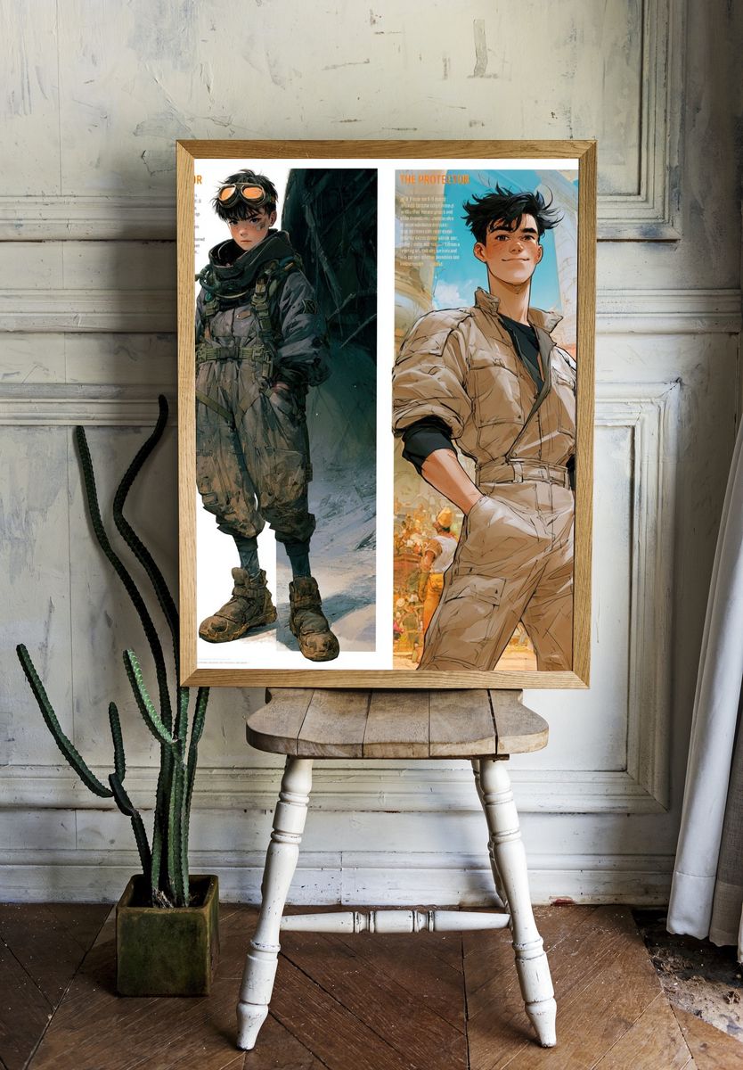 Anime Character Duo Illustration Poster. — room view 1