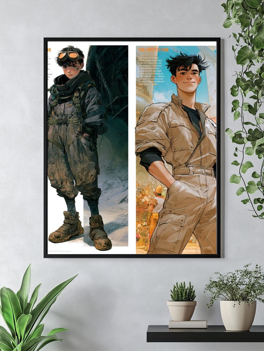 Anime Character Duo Illustration Poster. — room view 4
