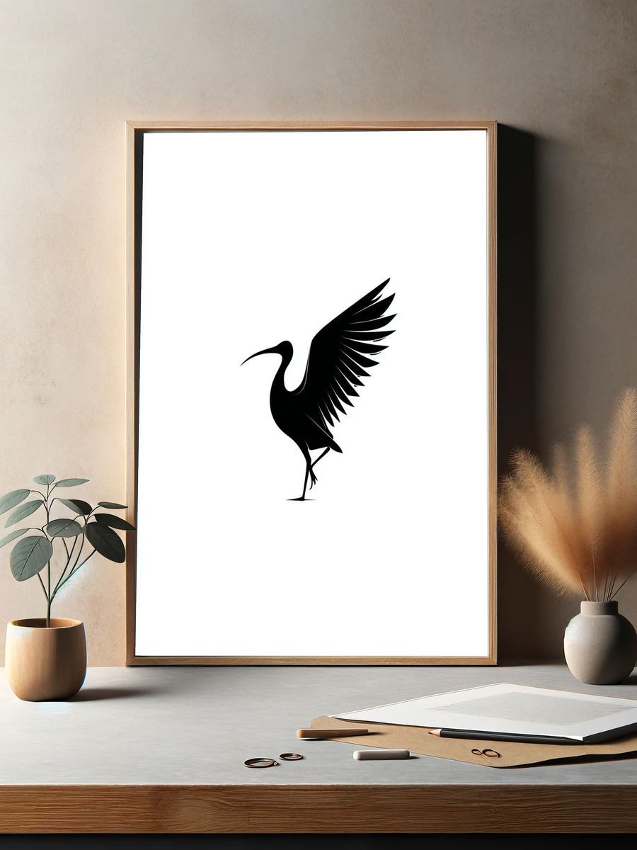 Heron Silhouette Minimalist Poster. — room view 2