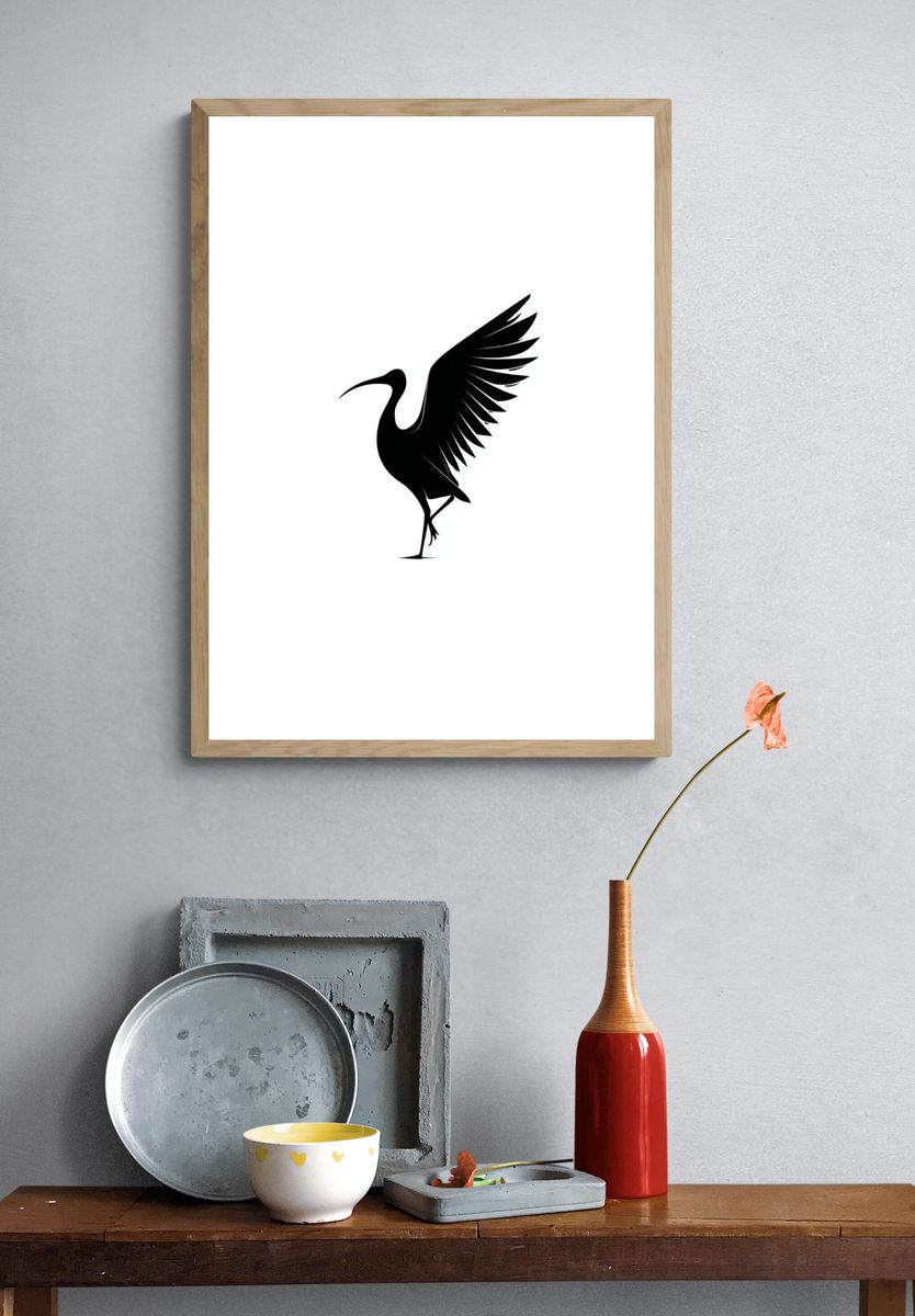 Heron Silhouette Minimalist Poster. — room view 3