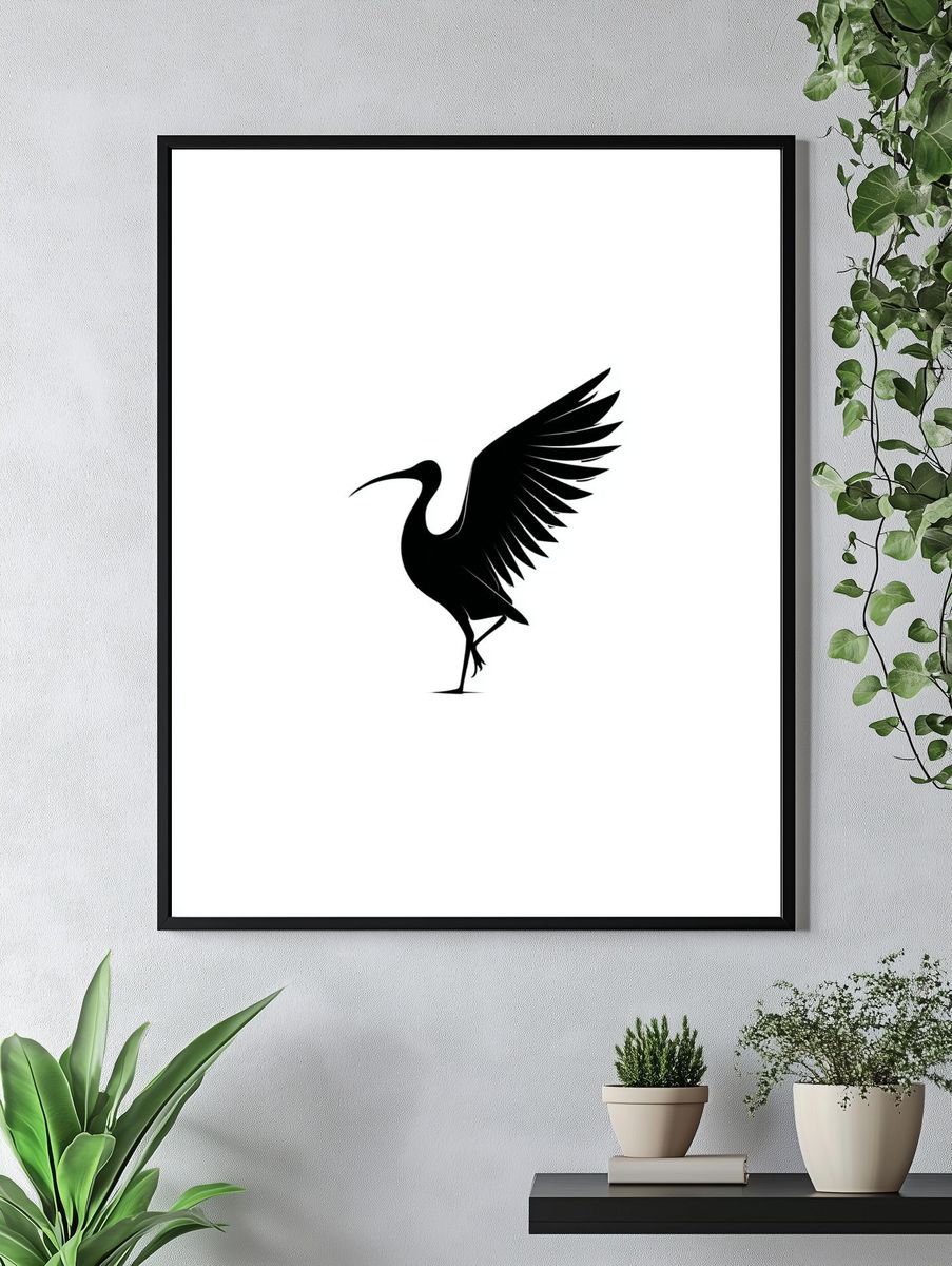 Heron Silhouette Minimalist Poster. — room view 4