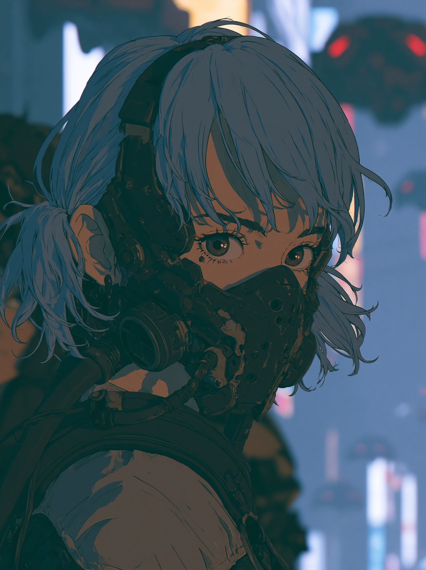 Cyberpunk Girl Portrait Poster. poster detail