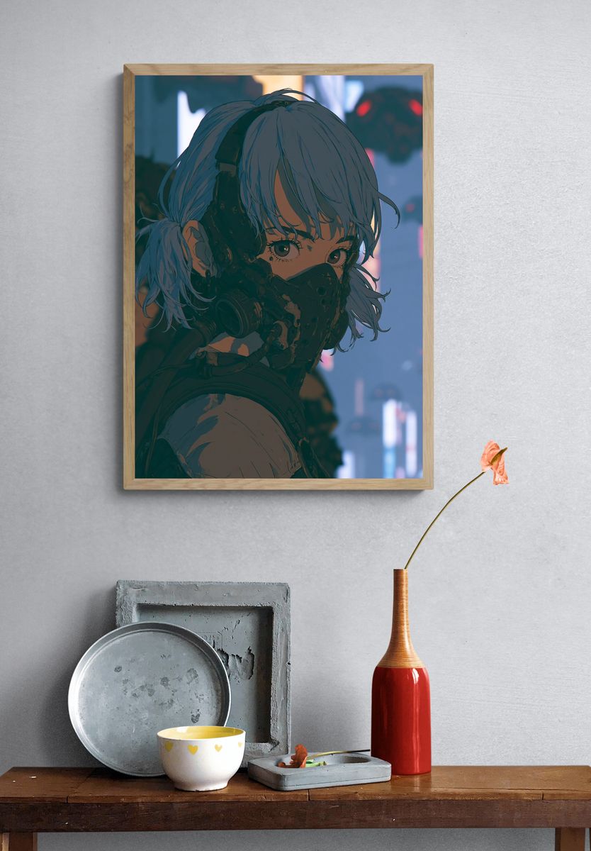 Cyberpunk Girl Portrait Poster. — room view 3