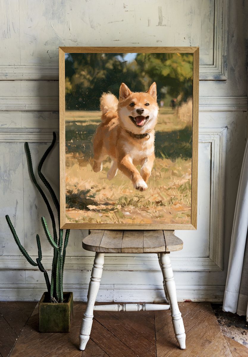 Happy Shiba Inu Illustration Poster. — room view 1