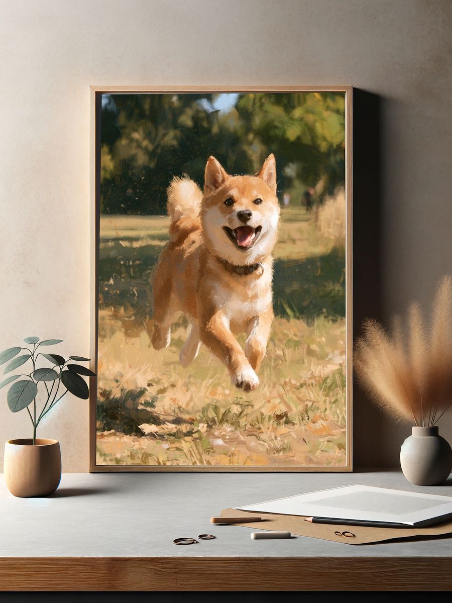 Happy Shiba Inu Illustration Poster. — room view 2