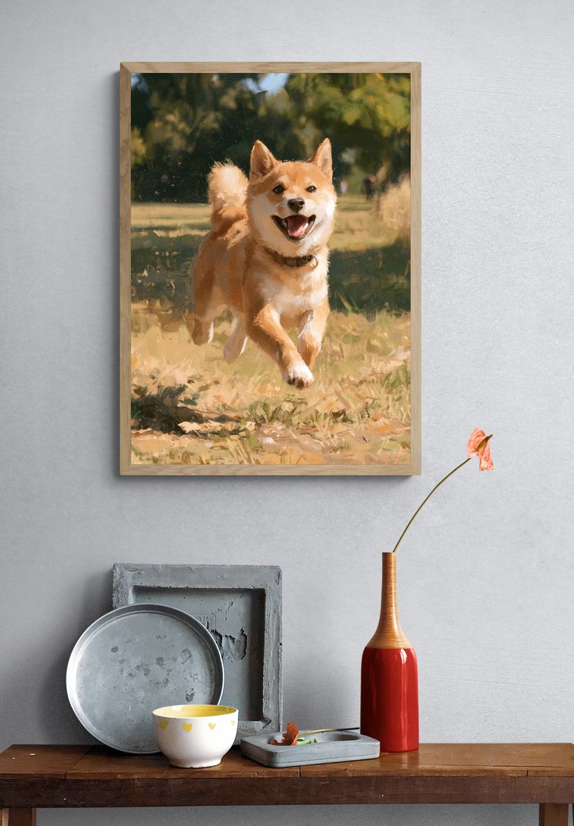 Happy Shiba Inu Illustration Poster. — room view 3