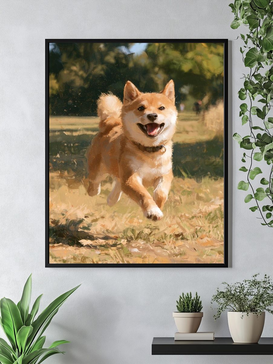 Happy Shiba Inu Illustration Poster. — room view 4