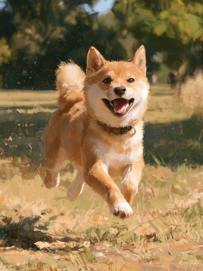 Happy Shiba Inu Illustration Poster.