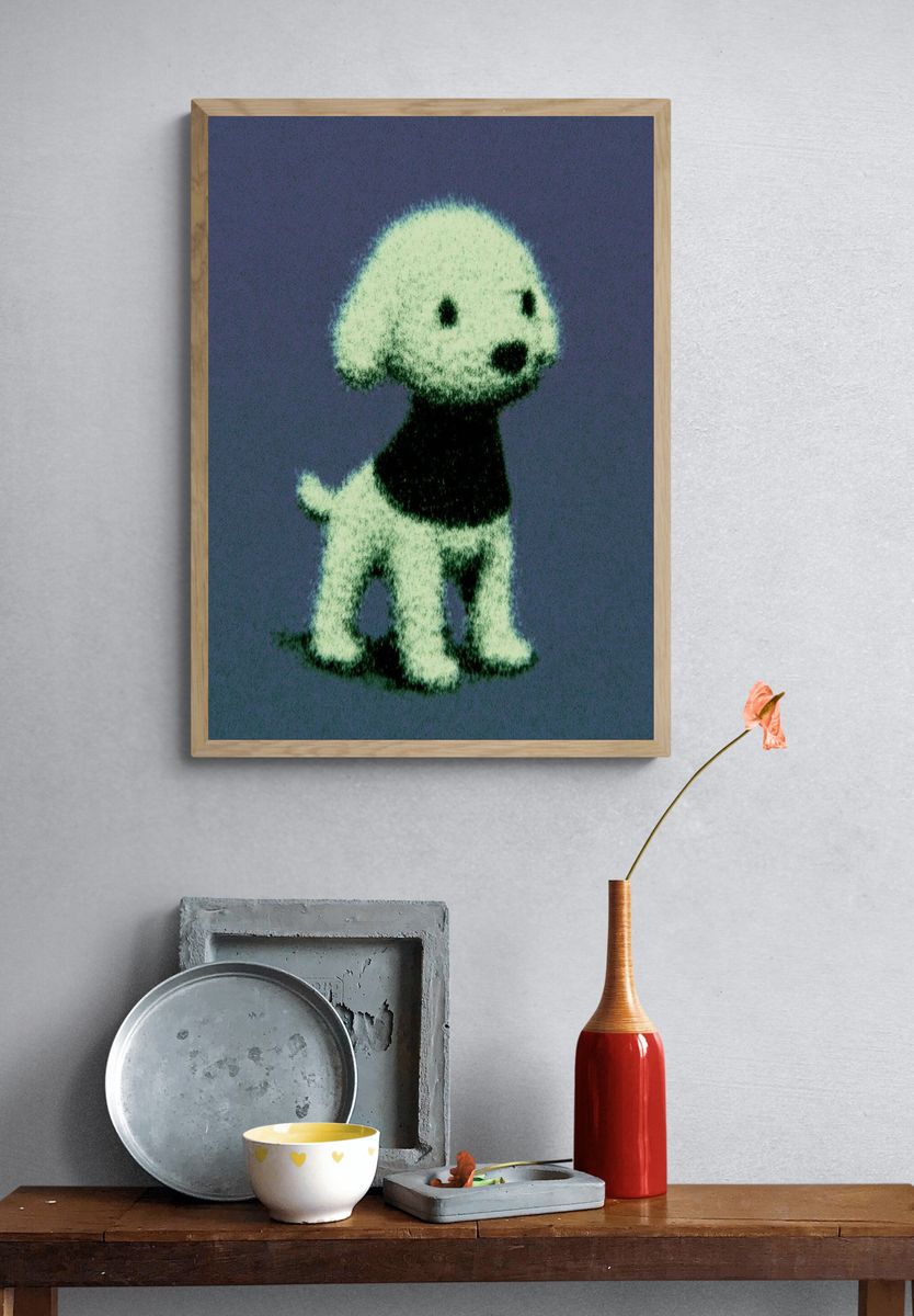 Poodle Puppy Illustration Poster. — room view 3
