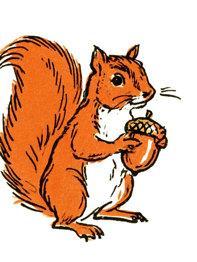 Red Squirrel with Acorn Illustration Poster. poster — animals art