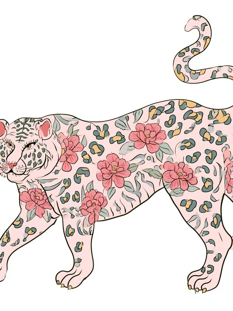 Floral Leopard Illustration Poster. poster — animals art