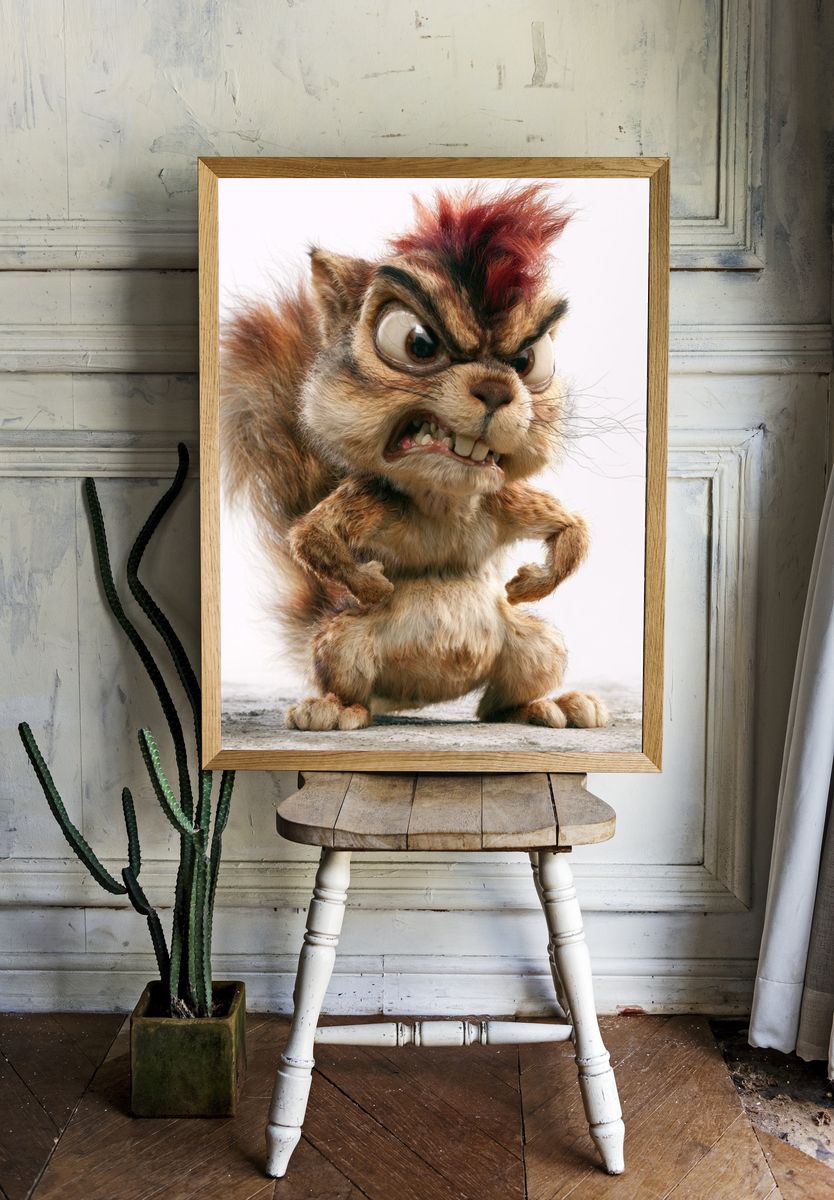 Angry Squirrel Cartoon Poster. room preview
