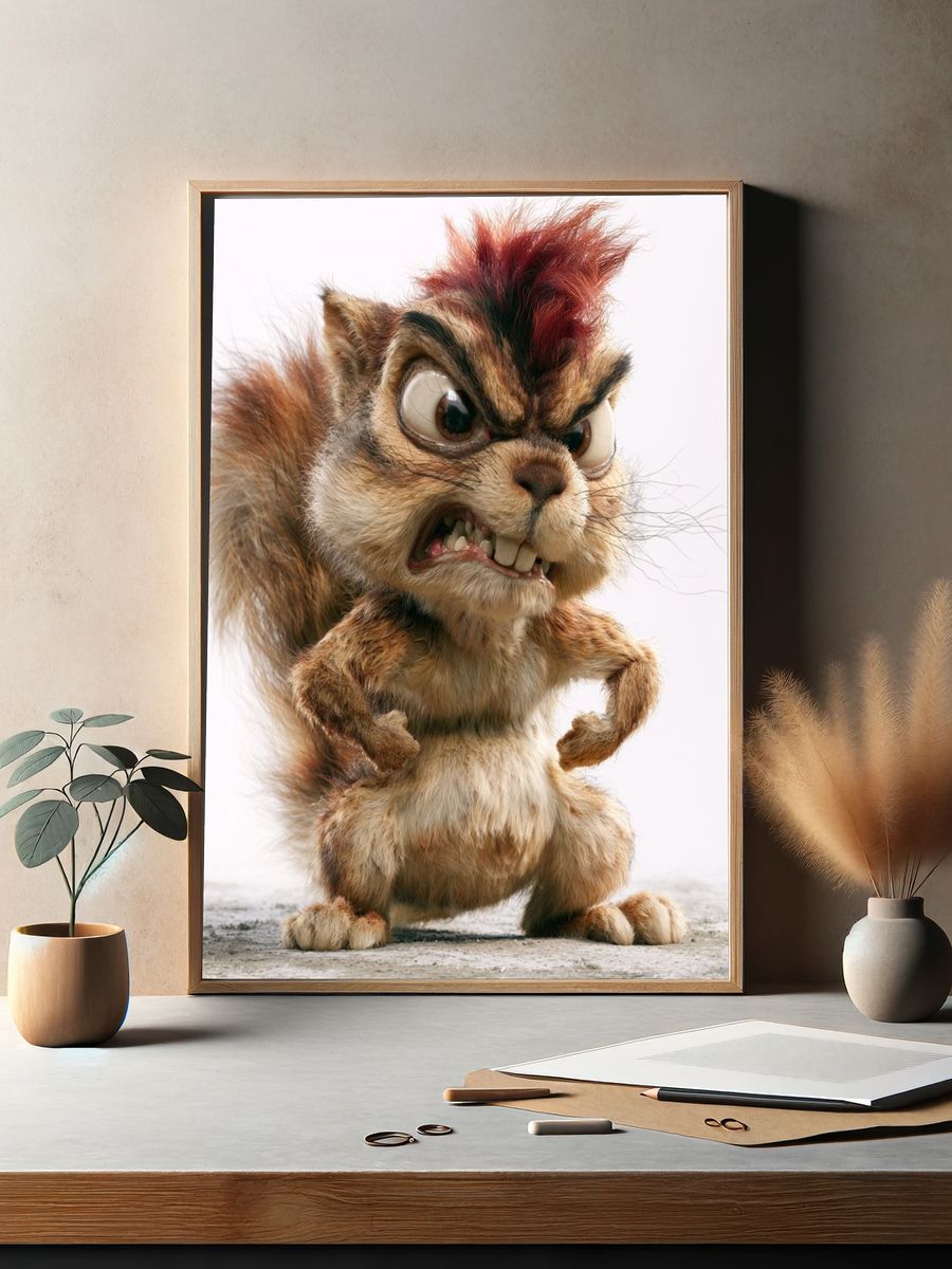 Angry Squirrel Cartoon Poster. — room view 2