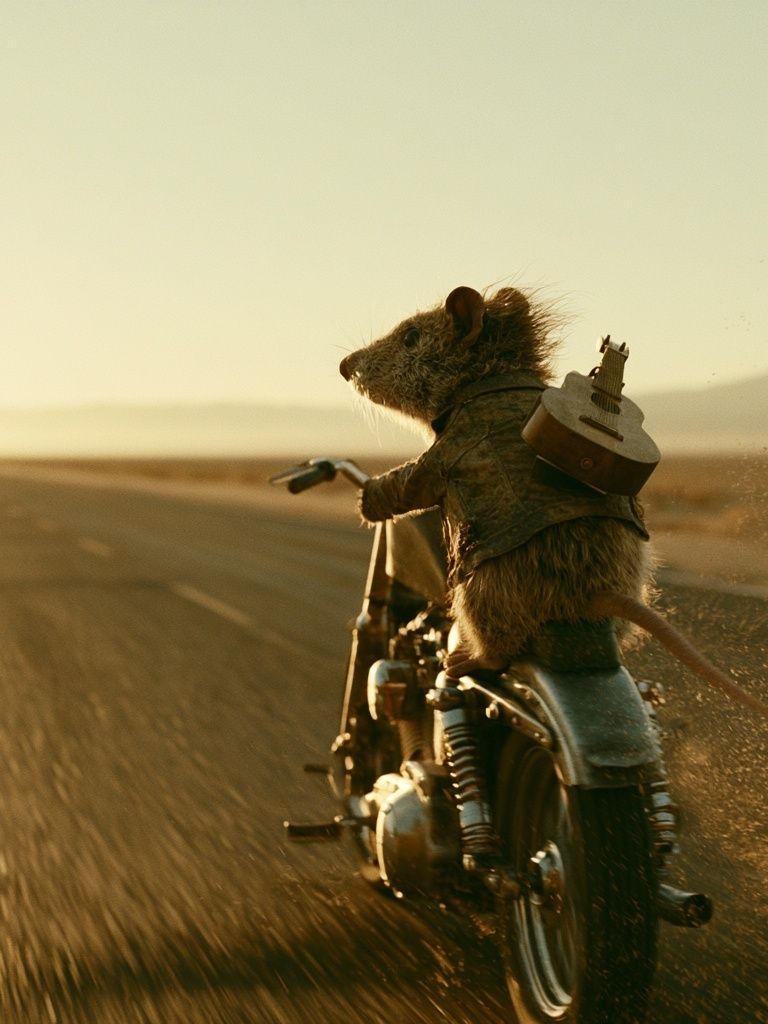 Motorbike Rat Adventure Print. poster detail