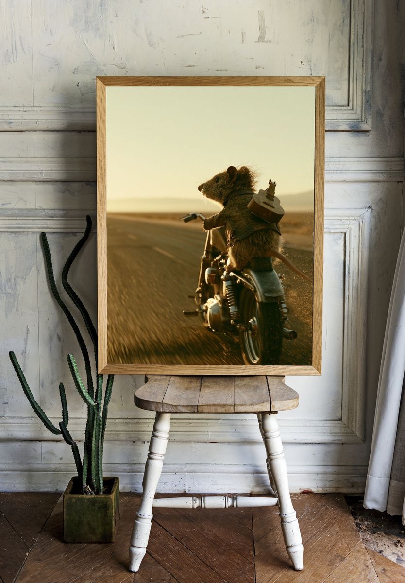 Motorbike Rat Adventure Print. room preview