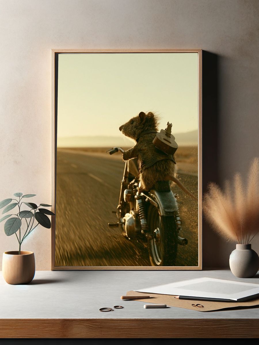 Motorbike Rat Adventure Print. — room view 2