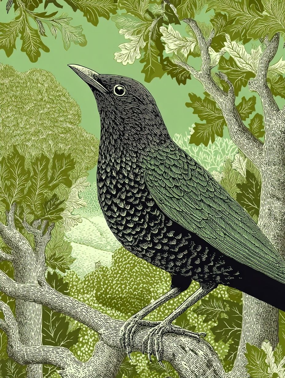 Blackbird in Woodland Poster. poster — animals art