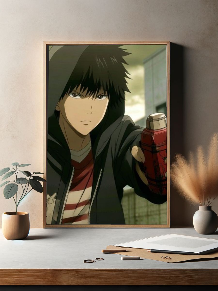 Anime Hooded Character Poster. — room view 2