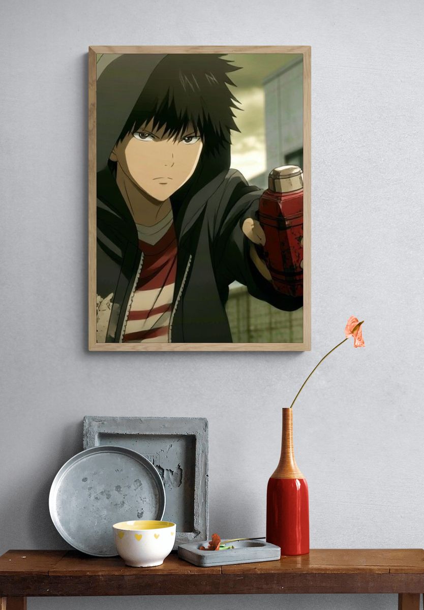 Anime Hooded Character Poster. — room view 3
