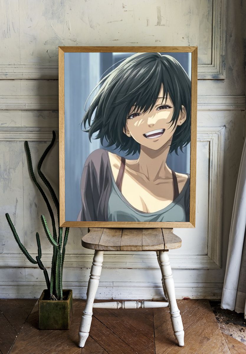 Smiling Anime Girl Portrait Poster. — room view 1