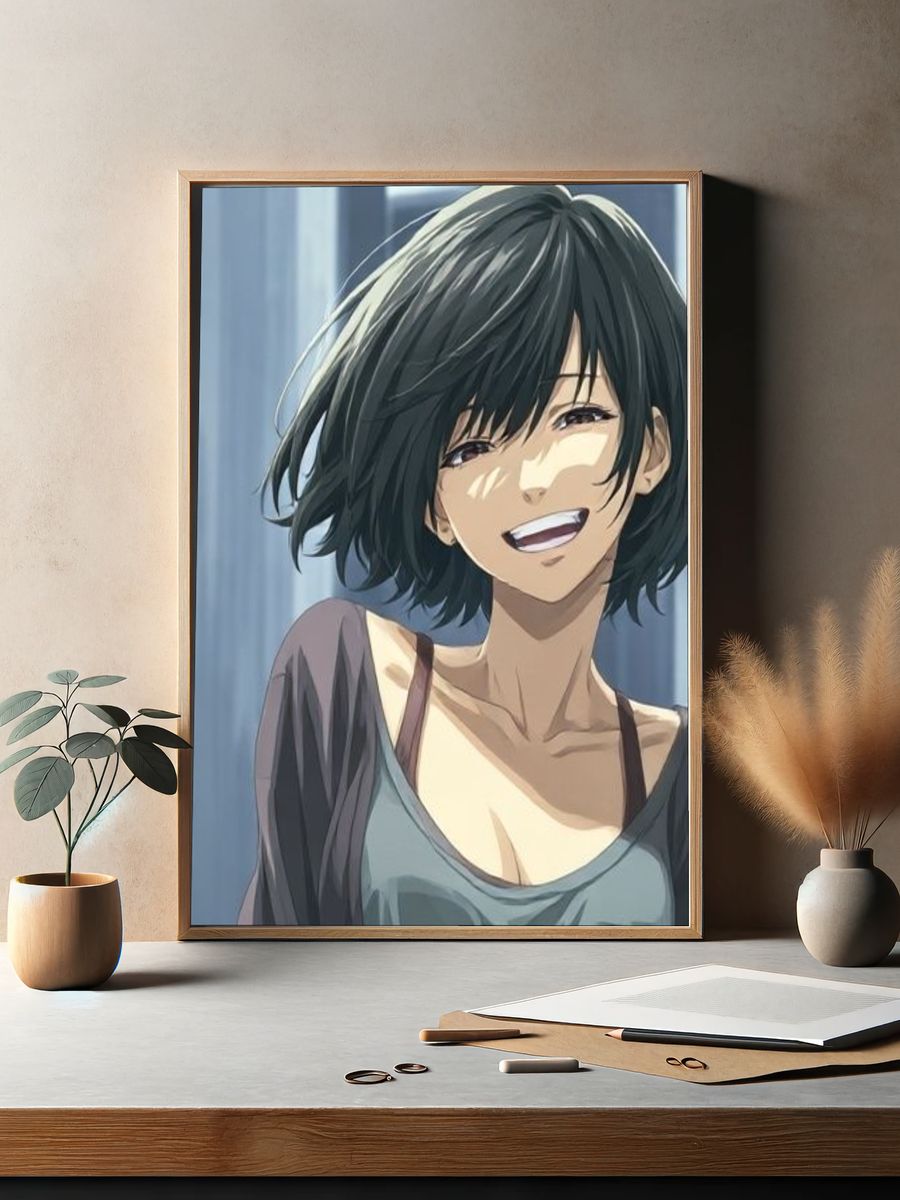 Smiling Anime Girl Portrait Poster. — room view 2