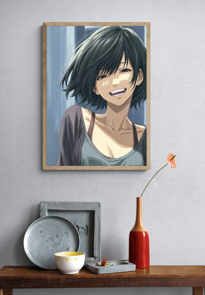 Smiling Anime Girl Portrait Poster. — room view 3
