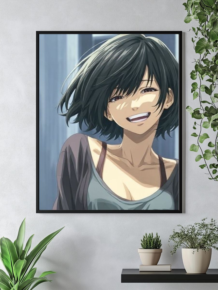 Smiling Anime Girl Portrait Poster. — room view 4