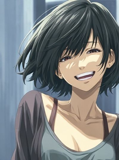 Smiling Anime Girl Portrait Poster. poster