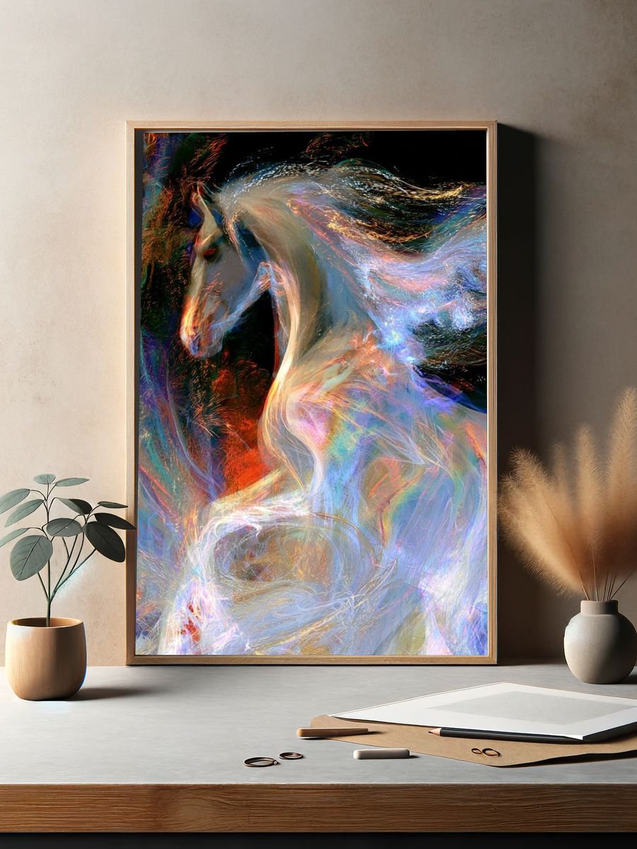 Prismatic Horse Abstract Print. — room view 2