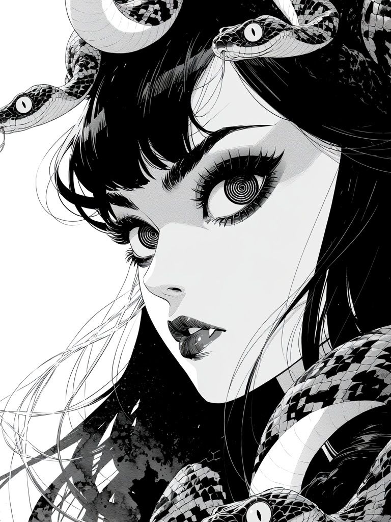Snake Girl Manga Print. poster — anime art