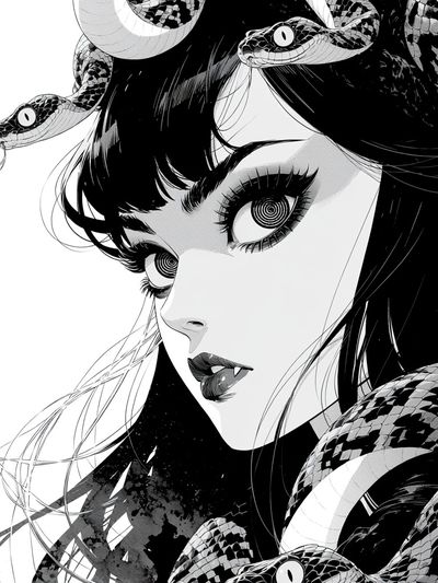Snake Girl Manga Print. poster