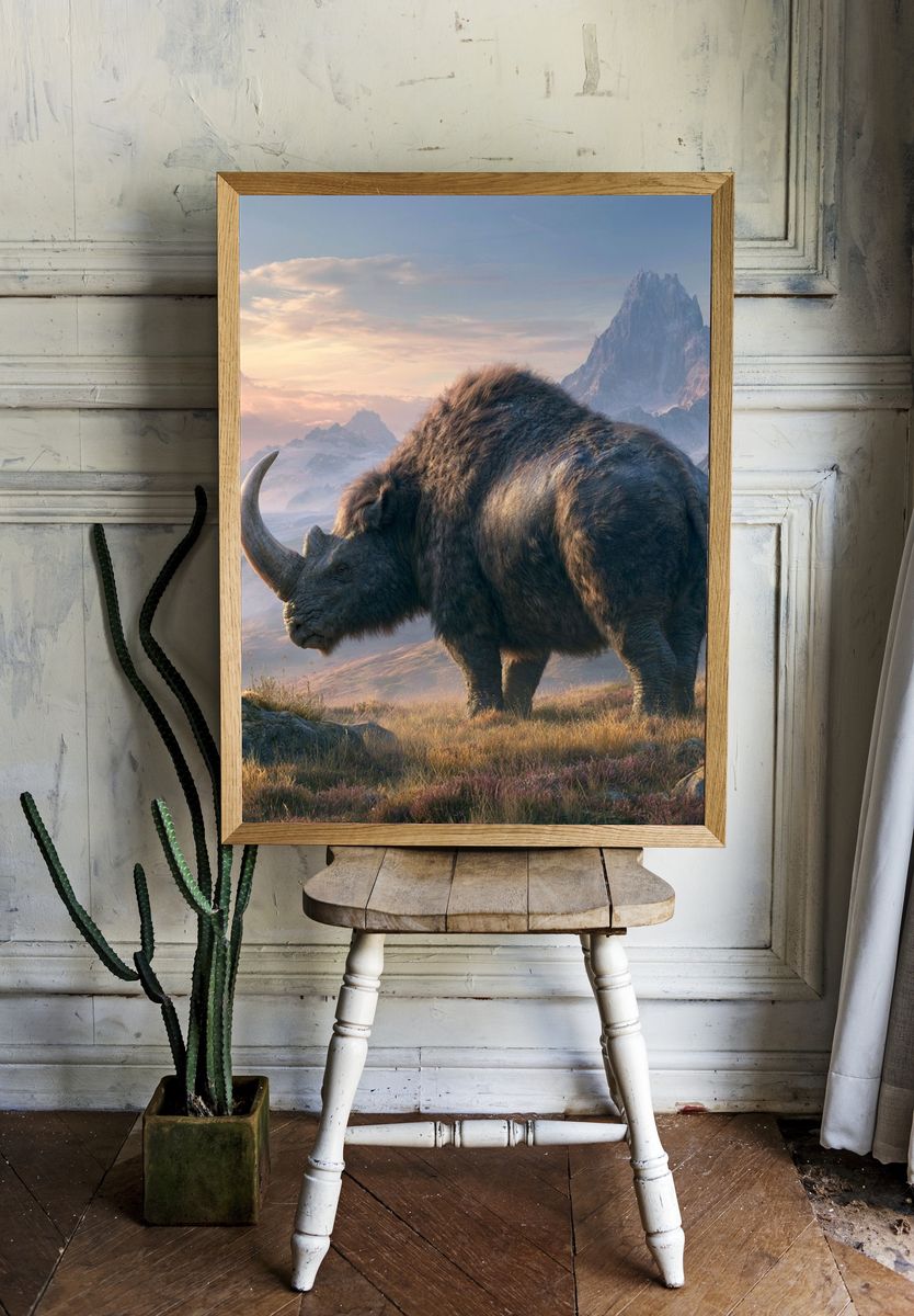 Mountain Rhino Wildlife Poster. — room view 1