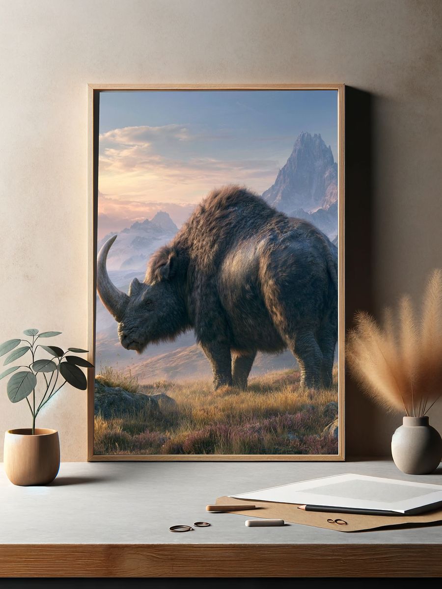 Mountain Rhino Wildlife Poster. — room view 2