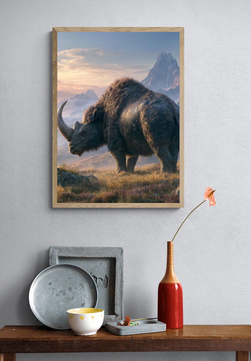 Mountain Rhino Wildlife Poster. — room view 3