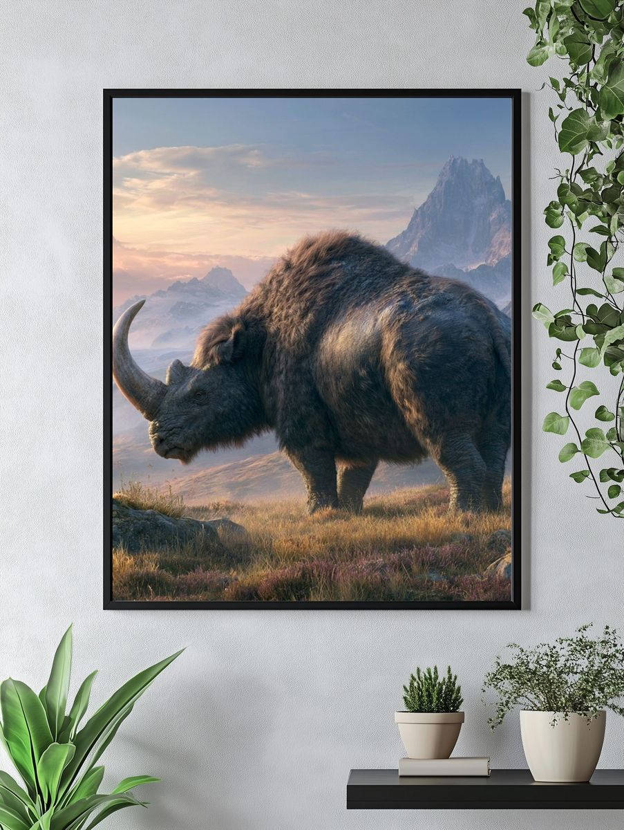 Mountain Rhino Wildlife Poster. — room view 4