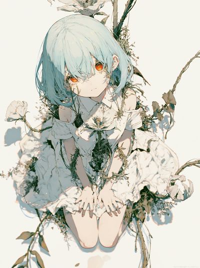 Floral Anime Portrait Poster.