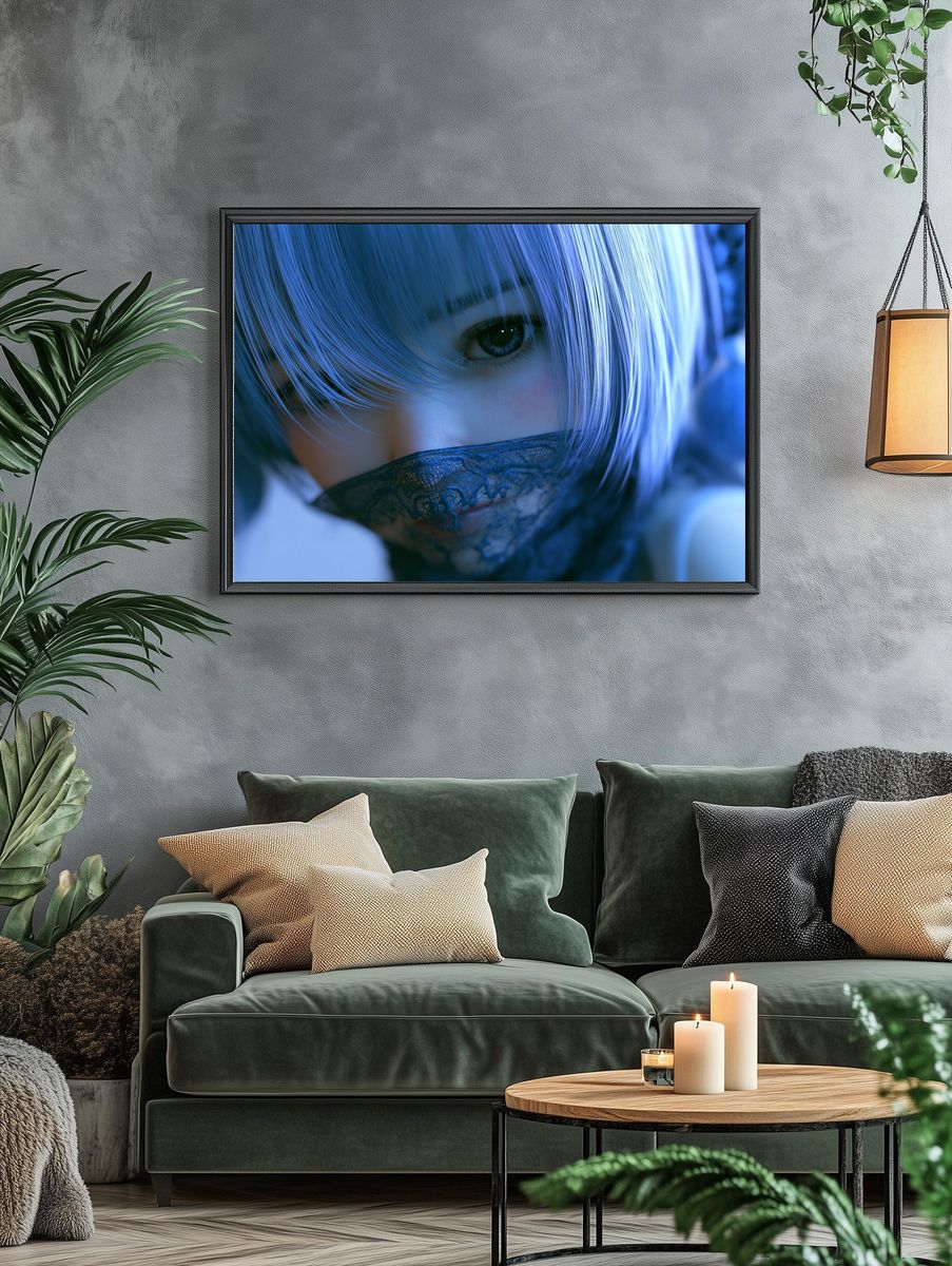 Blue-Eyed Anime Portrait Poster. — room view 4