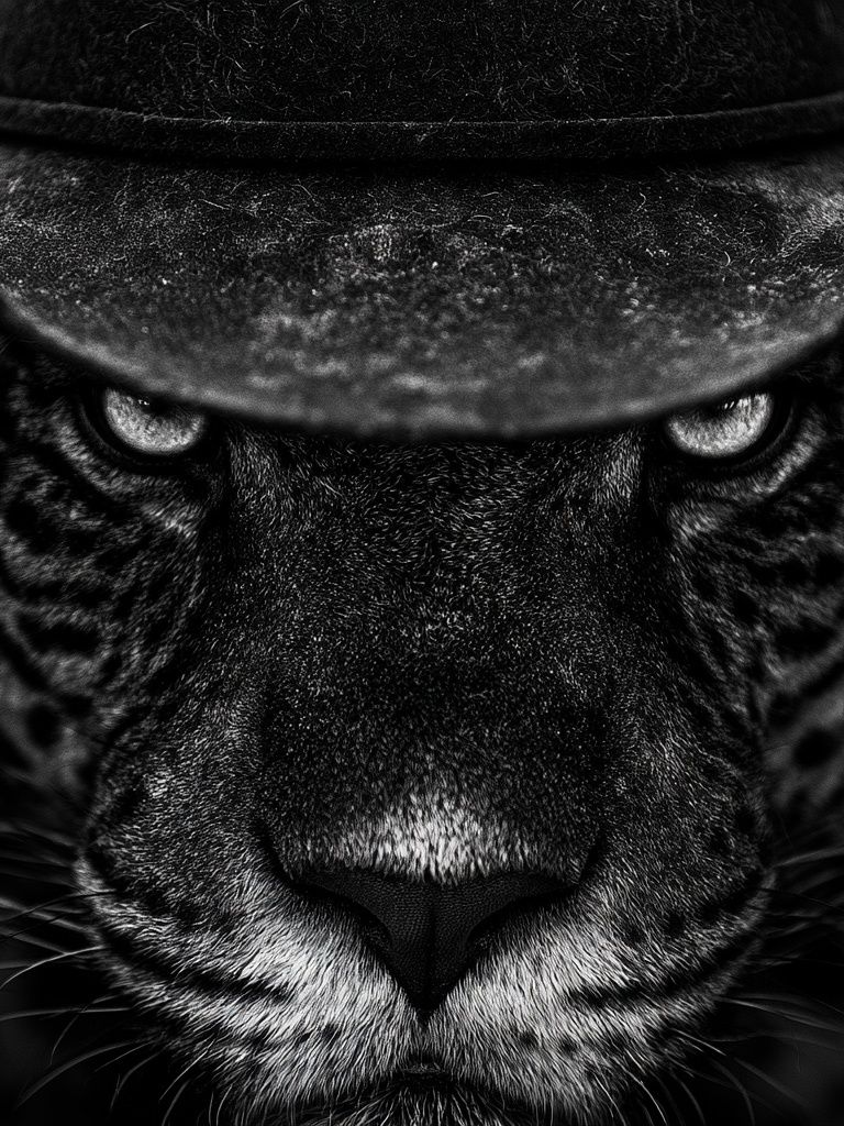 Panther Cowboy Portrait Poster. poster — animals art
