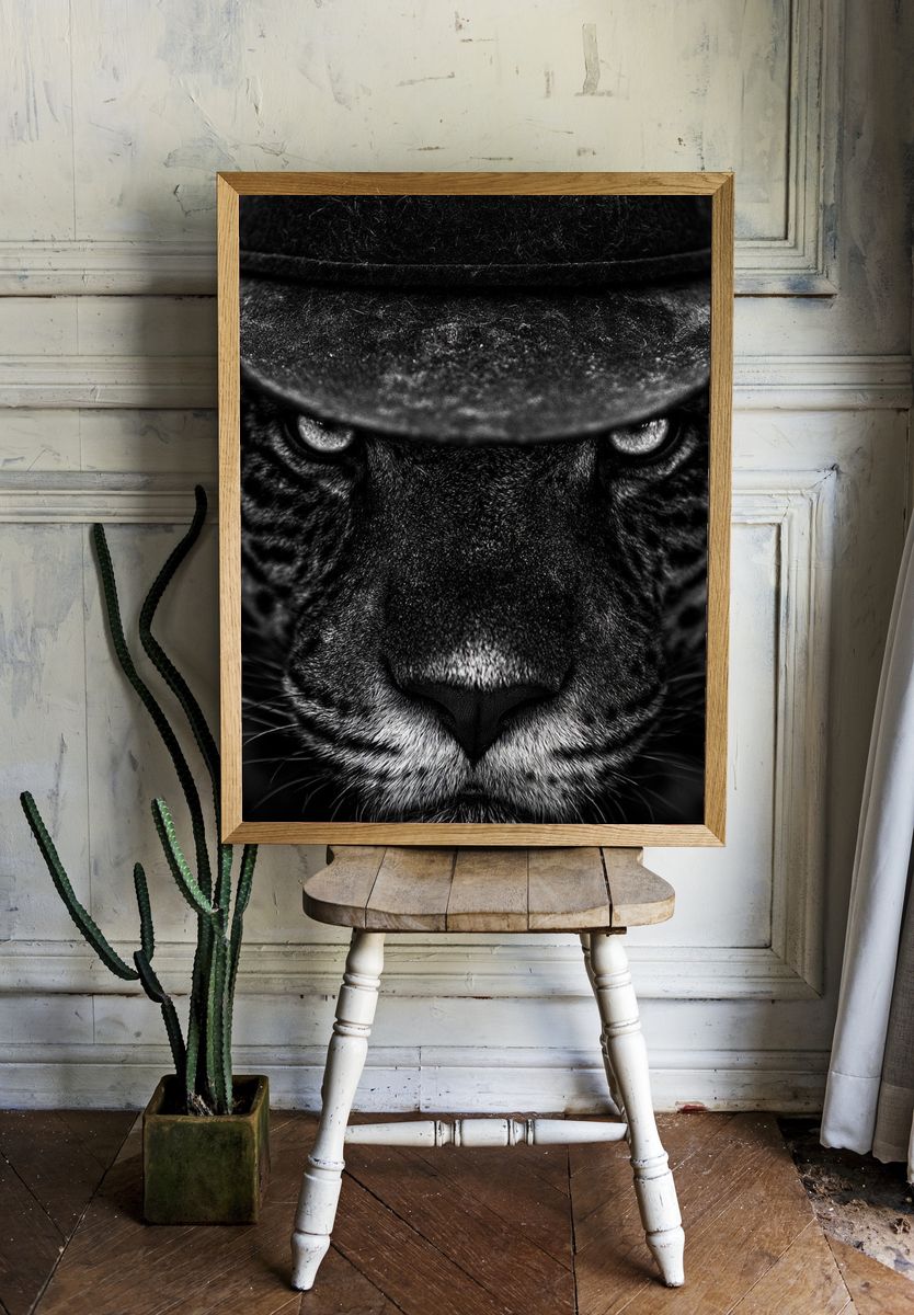 Panther Cowboy Portrait Poster. — room view 1